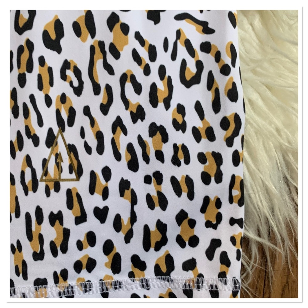 Slinkii Panthera Leggings Animal Print White Tan Size Medium - Picture 7 of 9